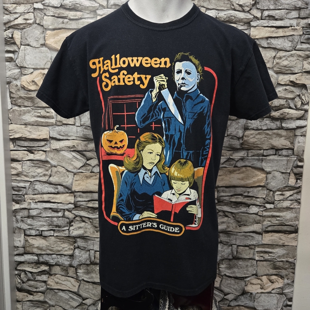 Halloween Michael Myers 2020 Men M Black and Orange Short Sleeve T-Shirt